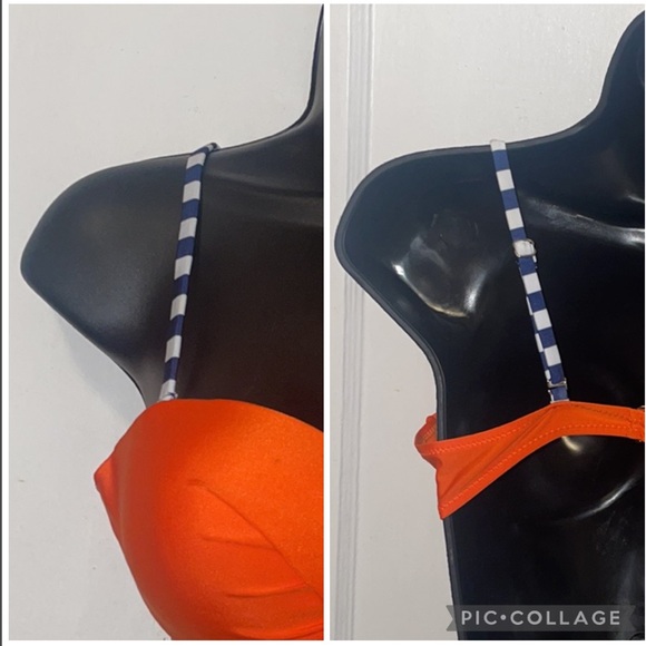 New Orange & Striped Push Up 2 Piece Convertible Bikini Swimsuit Suit Set M - Picture 9 of 15
